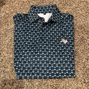 Men's Blue Palm Tree Print Shirt